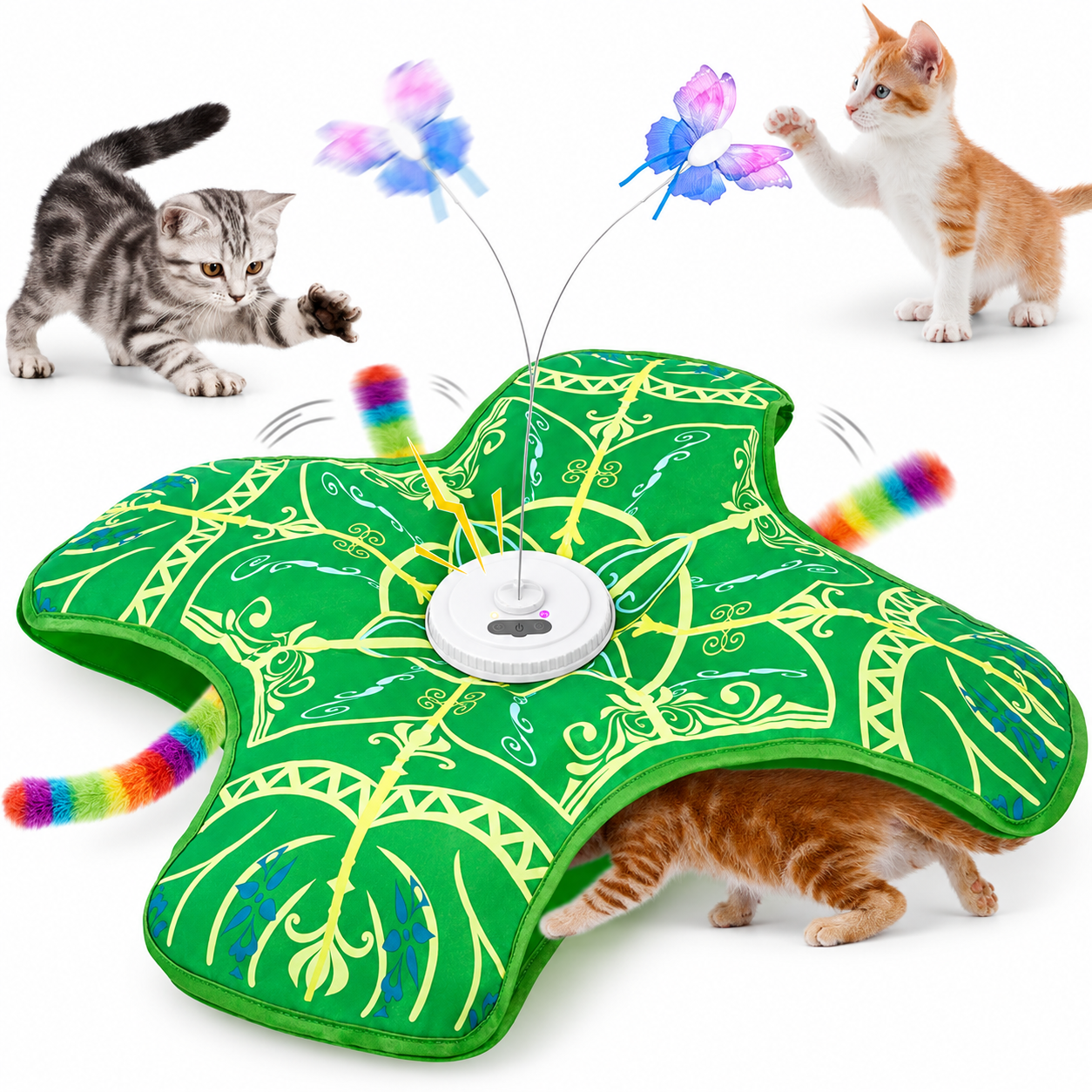 POUPIPETS Interactive Cat Toy – 3-in-1 Automatic Tunnel with Butterfly & Spinning Tail