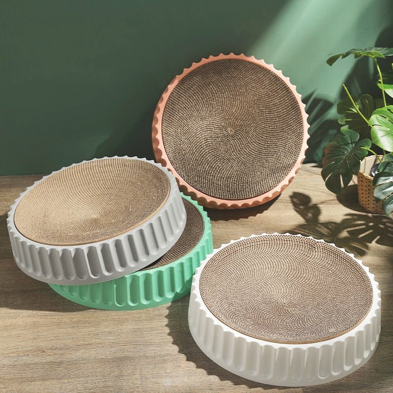Dailypets Premium Cat Scratch Board – Round Macaron Bed with Replaceable Core