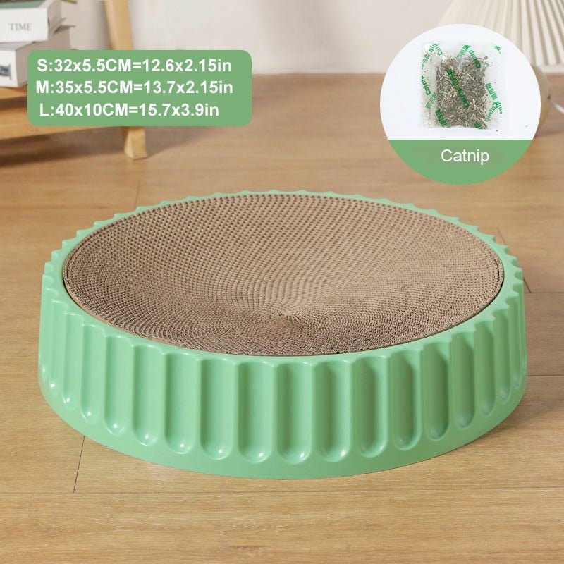 Dailypets Premium Cat Scratch Board – Round Macaron Bed with Replaceable Core