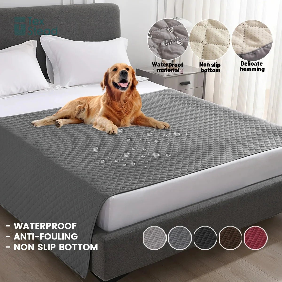 Dailypets Waterproof Pet Blanket with Non-Slip Backing for Furniture and Travel Use
