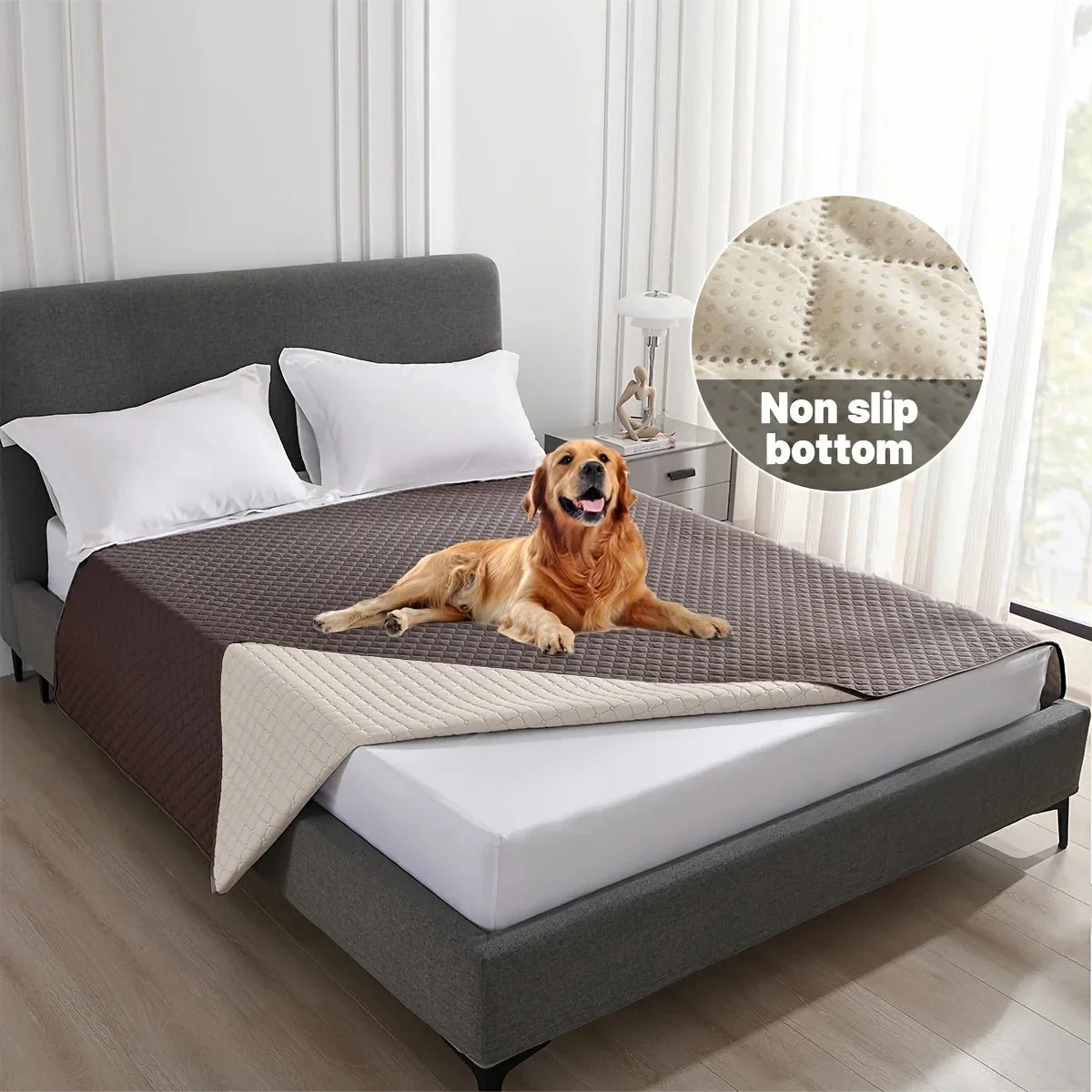 Dailypets Waterproof Pet Blanket with Non-Slip Backing for Furniture and Travel Use