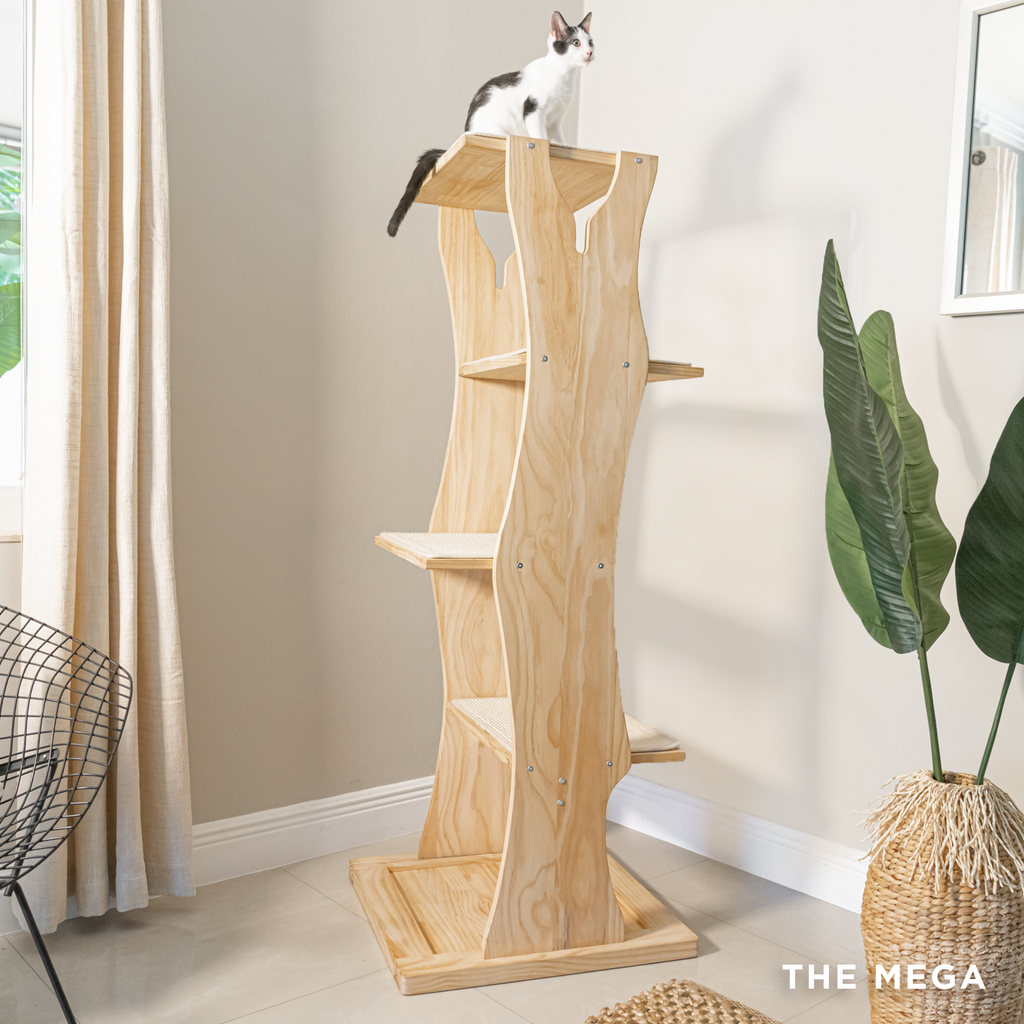 Dailypets Modern Wooden Cat Tower with Sisal Perches