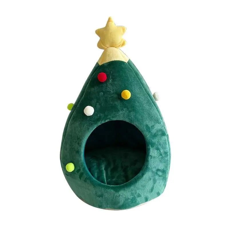 Dailypets Holiday Plush Cat Bed – Warm Enclosed Winter Hideout