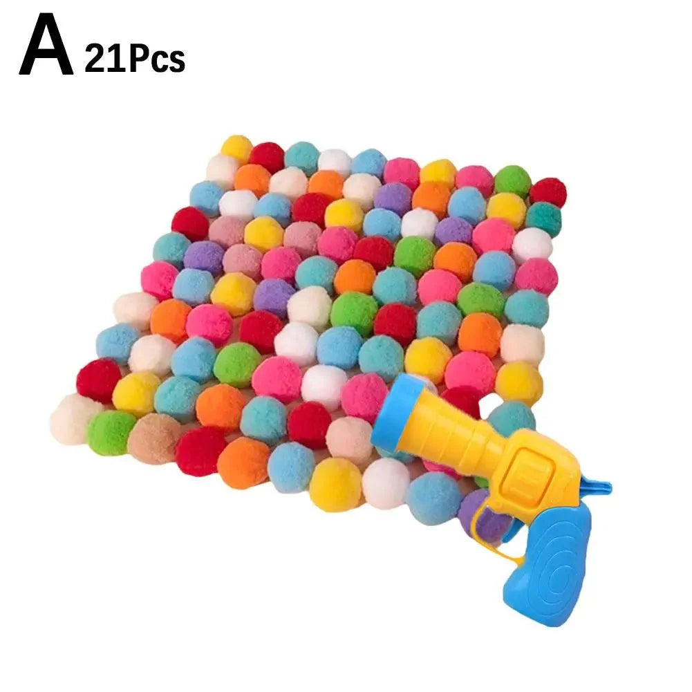 Dailypets Plush Ball Launcher for Cats with Soft Pom Balls & Interactive Chase Play