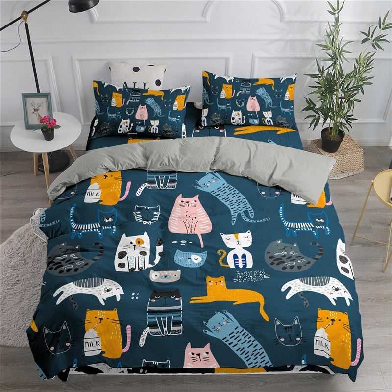 Dailypets Minimal Cat Bedroom Set – Soft Polyester Duvet Cover with Corner Ties