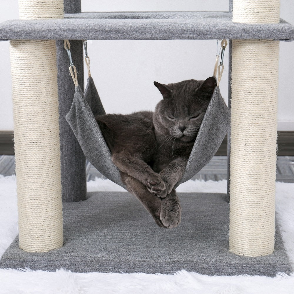 Dailypets Modern Cat Tree – 4-Level Cat Tower with Hammock, Condo & Elevated Bed