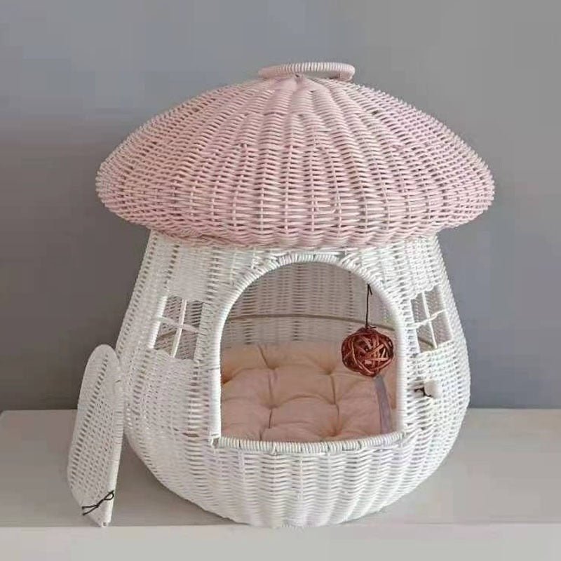 Dailypets Handwoven Mushroom Cat House – Cozy Outdoor Hideaway