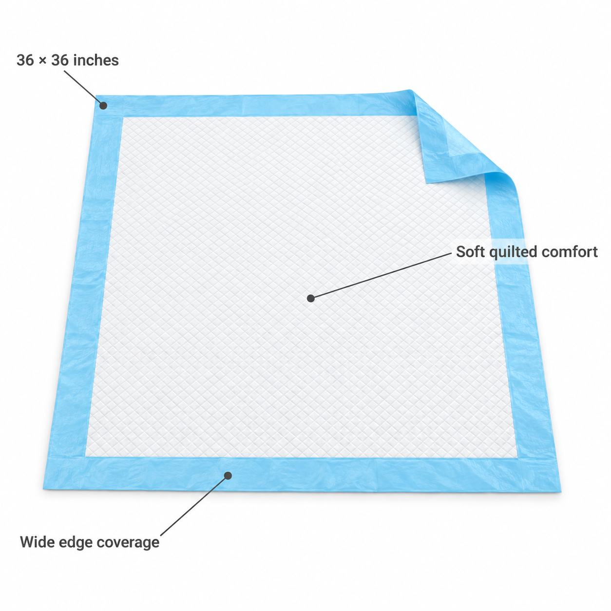 POUPIPETS Disposable Underpads – 50 Count 36 x 36 in Super Absorbent Leakproof Pet Pads