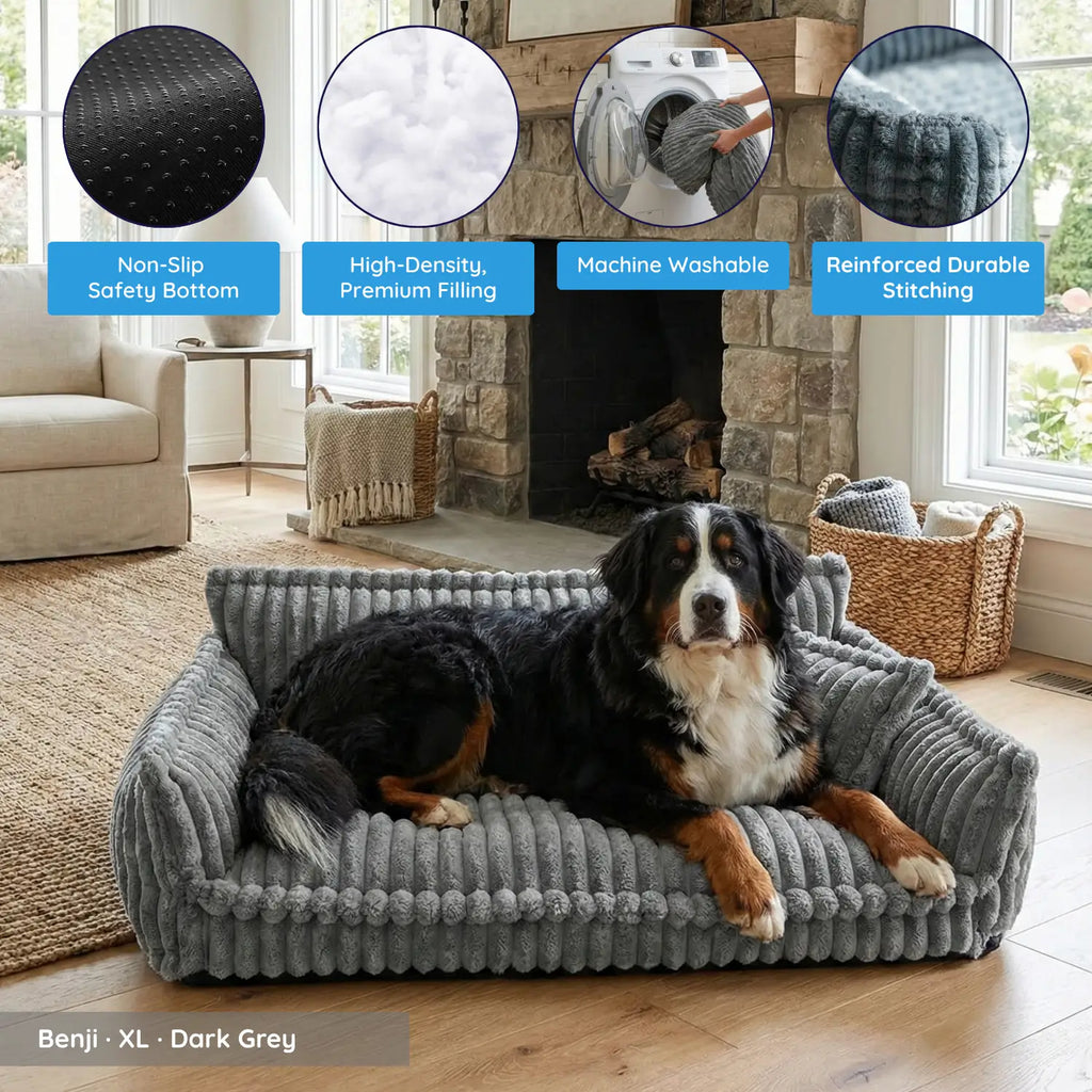 Dailypets Plush Dog Couch Bed, Washable Sofa Lounger for Cozy Indoor Rest