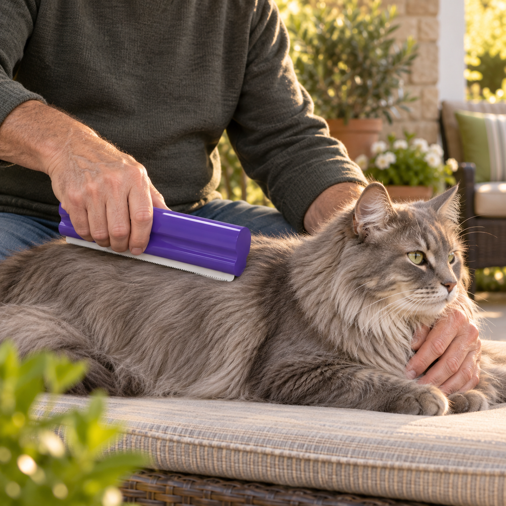 POUPIPETS Deshedding Brush – 5-Inch Undercoat Grooming Tool for Dogs & Cats, Purple