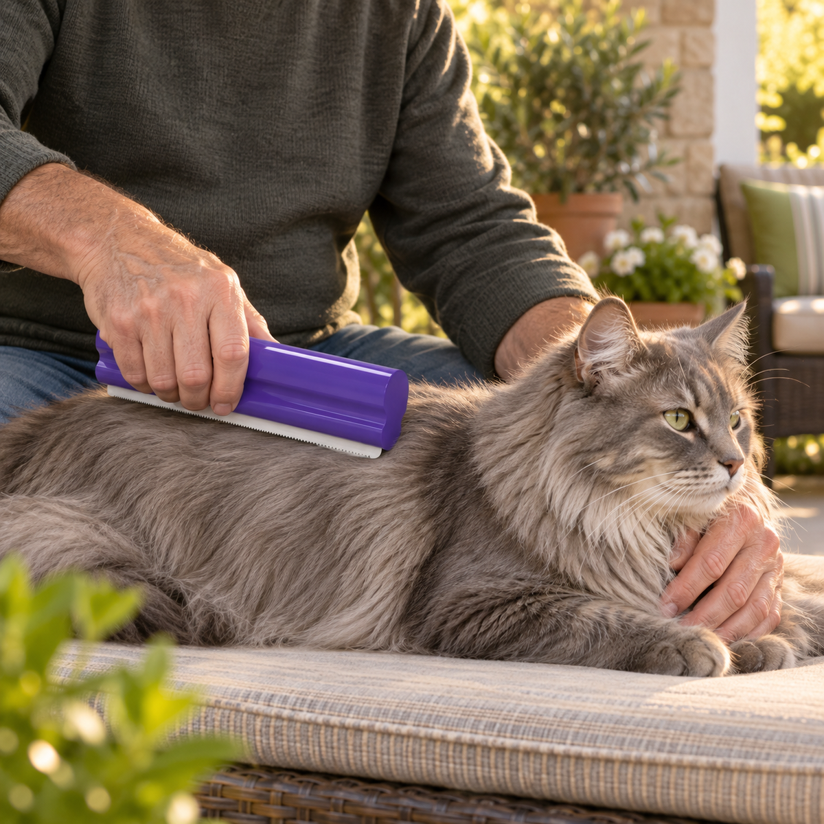 POUPIPETS Deshedding Brush – 5-Inch Undercoat Grooming Tool for Dogs & Cats, Purple