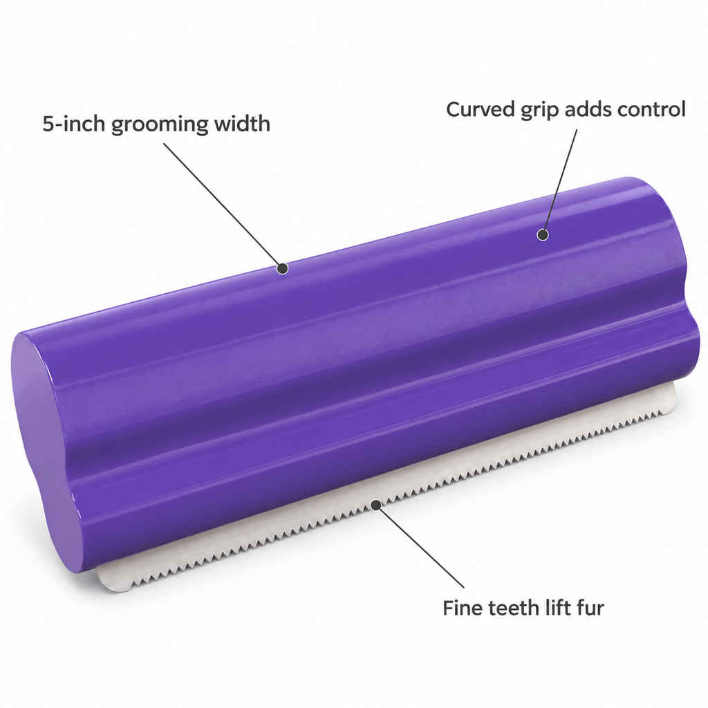 POUPIPETS Deshedding Brush – 5-Inch Undercoat Grooming Tool for Dogs & Cats, Purple