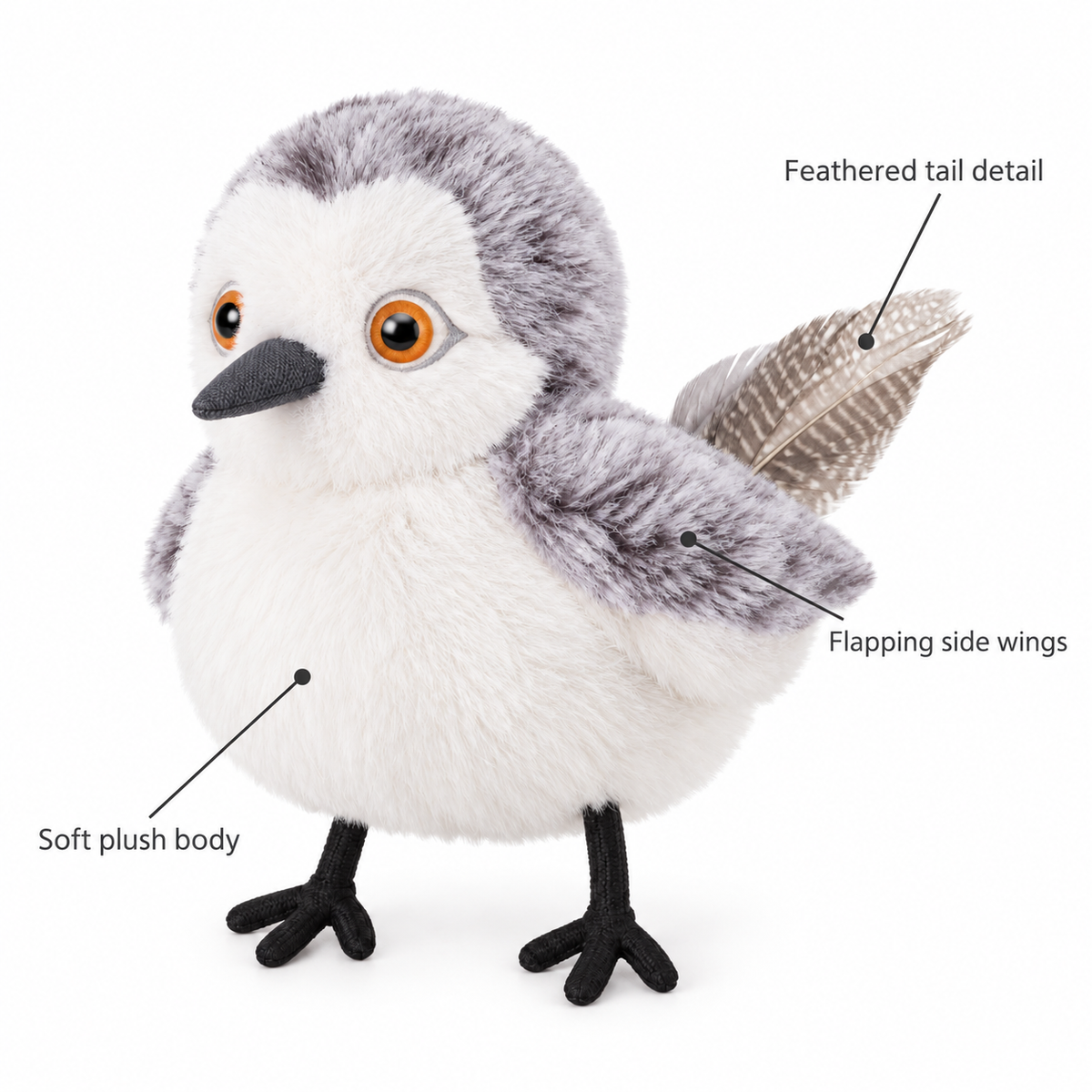 POUPIPETS Interactive Cat Toy – Rechargeable Flapping Bird with Chirping & Touch Activation