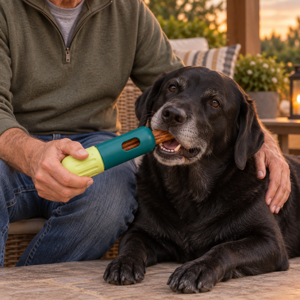 POUPIPETS Bully Stick Holder – Adjustable Dog Chew Holder for Longer Chewing