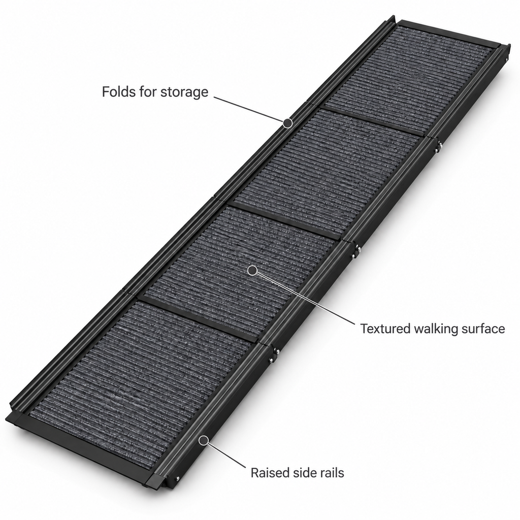 POUPIPETS Dog Ramp for Car – 63" Foldable Pet Ramp with Non-Slip Surface, 250 lb Capacity