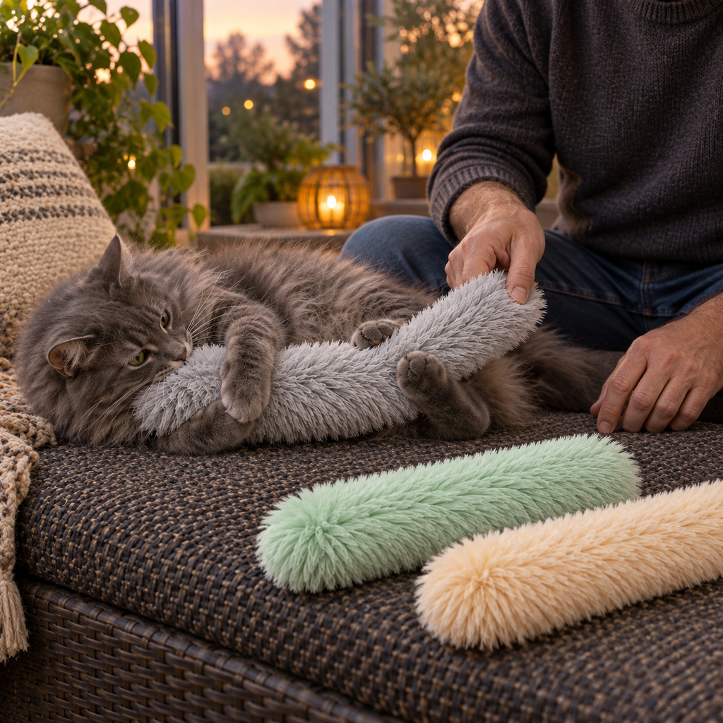 POUPIPETS Catnip Kicker Toys – 3 Pack Plush Cat Pillows for Indoor Interactive Play