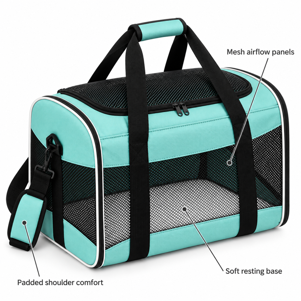 POUPIPETS Pet Carrier – TSA Airline Approved Soft-Sided Travel Bag for Cats & Small Dogs