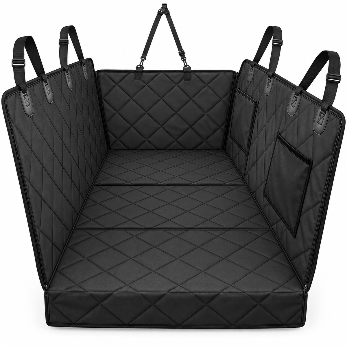 POUPIPETS Dog Car Seat Cover – Hard Bottom Back Seat Extender, 420 lb Support