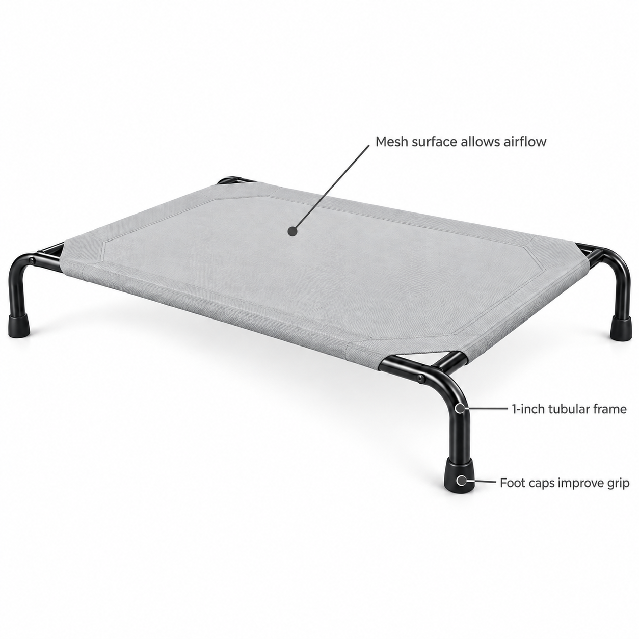 POUPIPETS Raised Dog Bed – Elevated Cooling Pet Cot with Breathable Mesh for Large Dogs