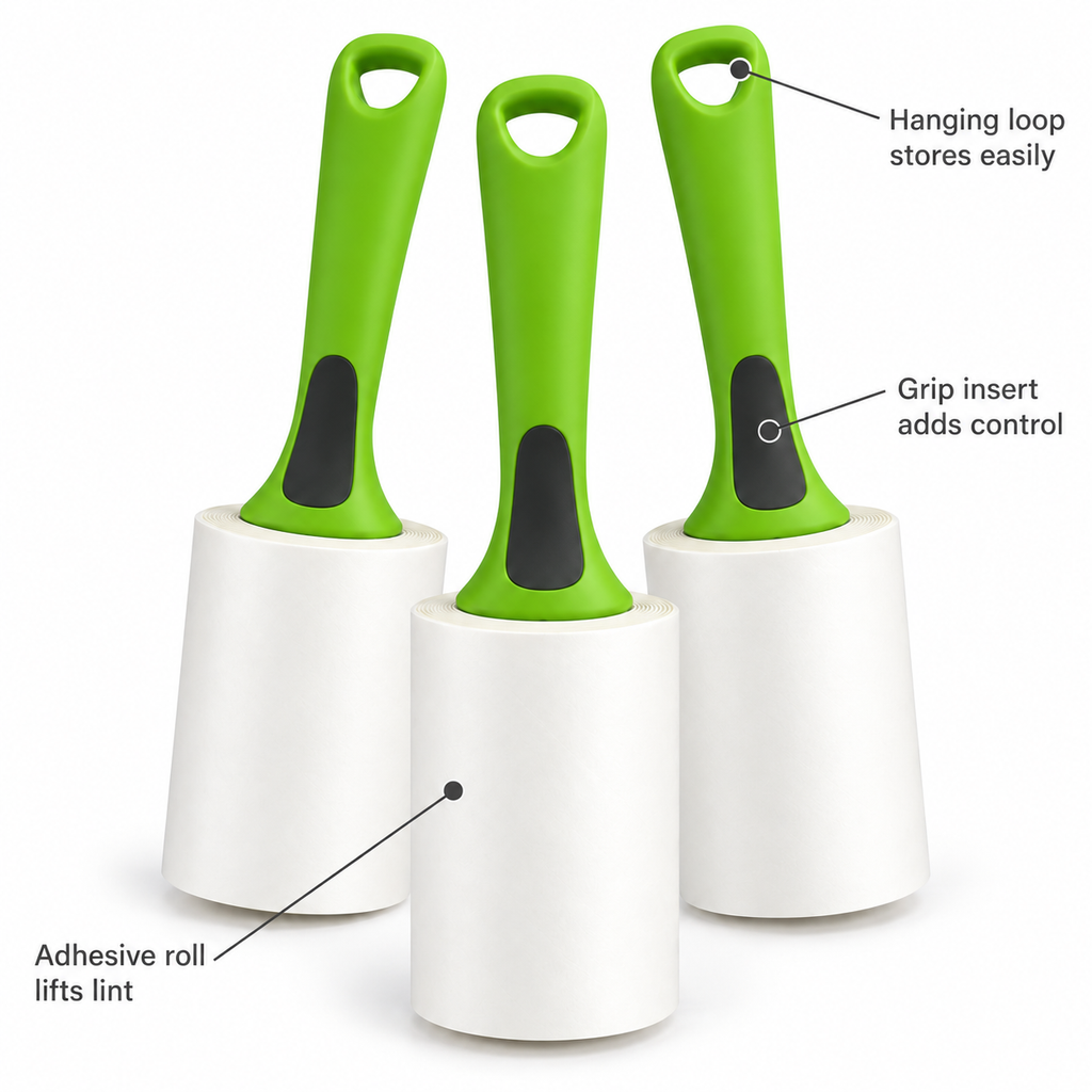 POUPIPETS Pet Hair Lint Roller – 3 Pack, 300 Easy-Tear Sheets for Furniture & Clothing