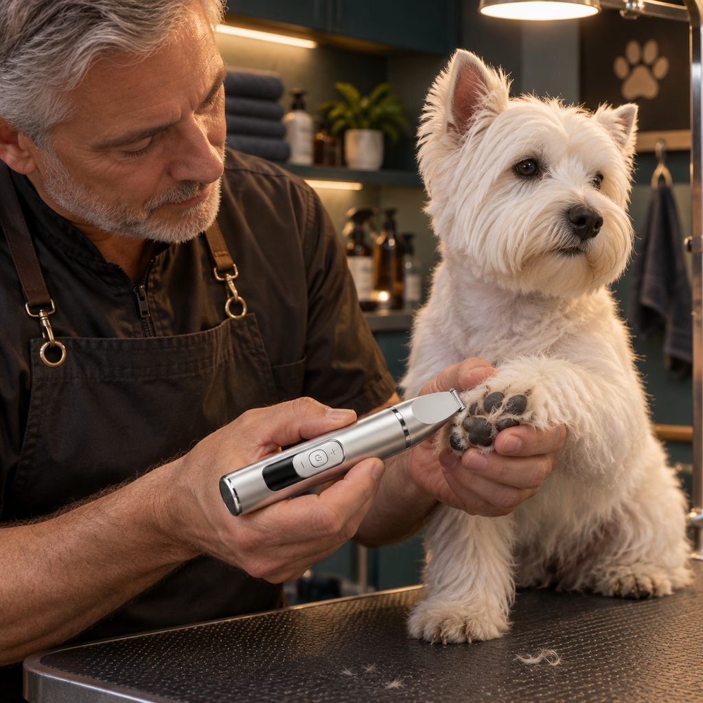 POUPIPETS Dog Grooming Kit – 4-in-1 Cordless Pet Clipper with LCD Display & Paw Trimmer