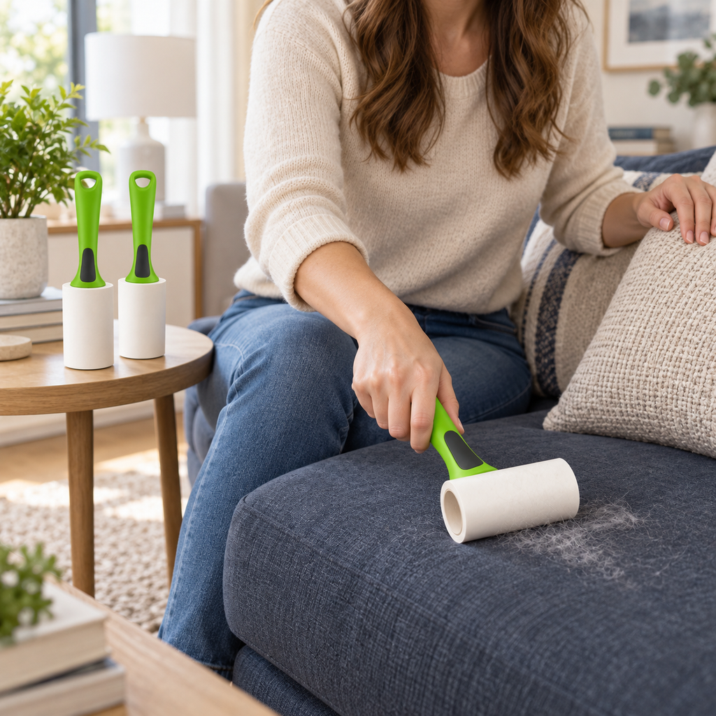 POUPIPETS Pet Hair Lint Roller – 3 Pack, 300 Easy-Tear Sheets for Furniture & Clothing