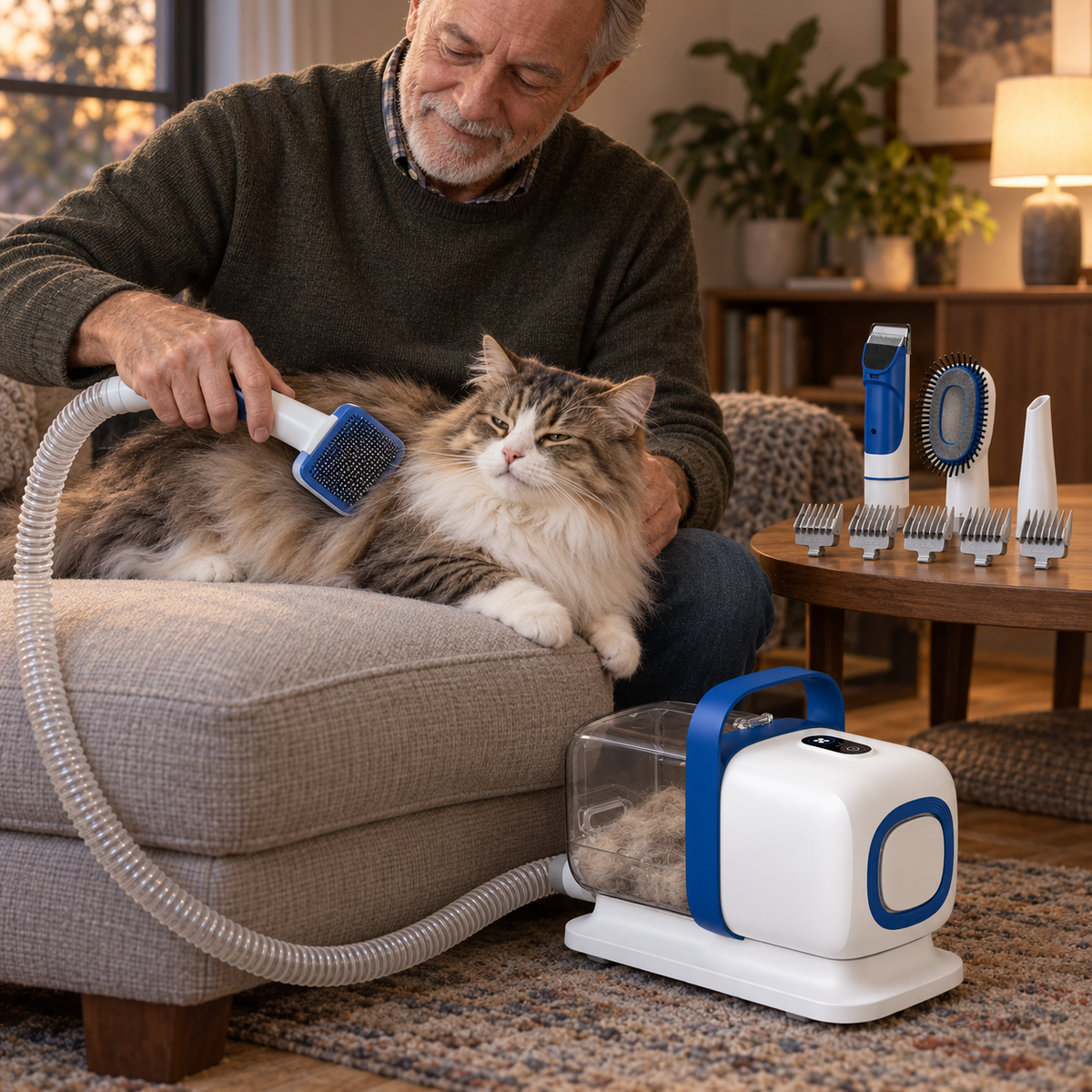 POUPIPETS Dog Grooming Vacuum Kit – 15000Pa Suction Clipper & Deshedding Tools, 2L