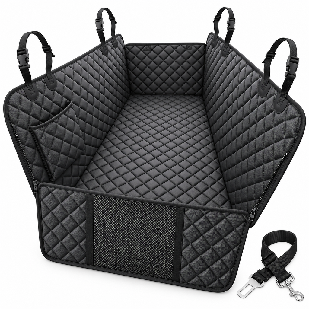 POUPIPETS Dog Car Seat Cover – Waterproof Hammock with Side Flaps for Cars & SUVs