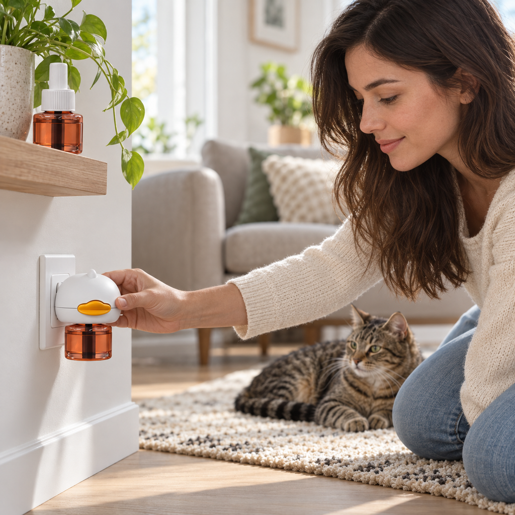 POUPIPETS Cat Calming Diffuser Kit – Pheromone Plug-In with 60-Day Supply & 2 Refills