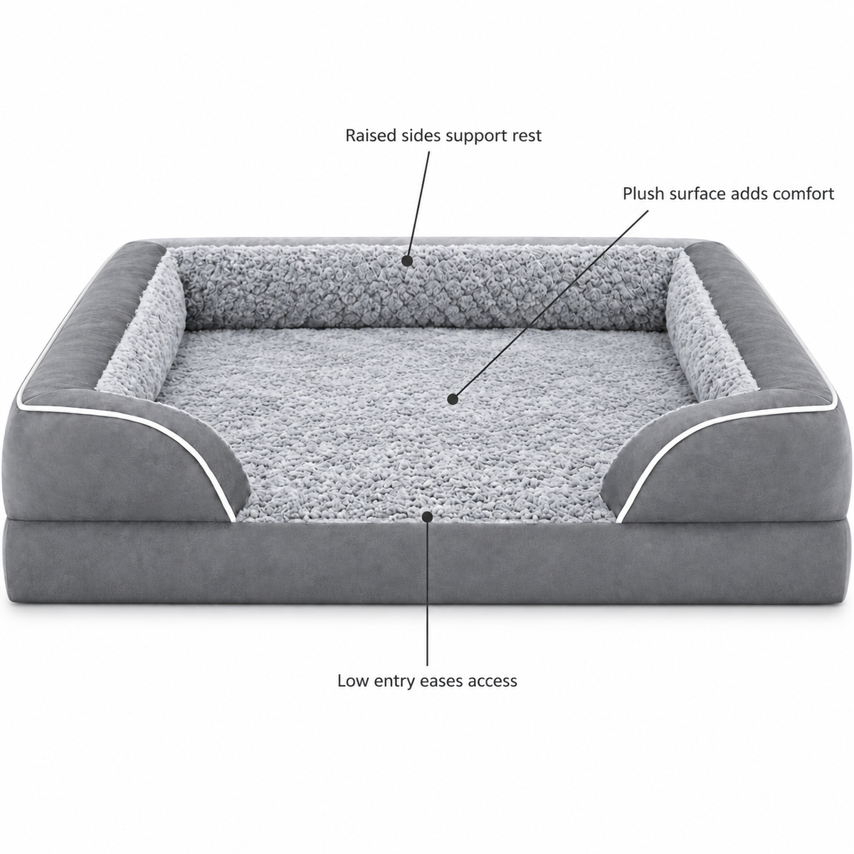 POUPIPETS Orthopedic Dog Bed – Waterproof Bolster Bed for Extra Large Dogs