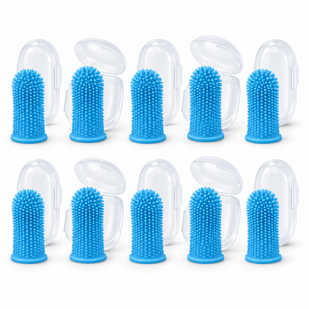 POUPIPETS Dog Toothbrush – 360° Silicone Finger Brush for Dogs & Cats, 2 Pack