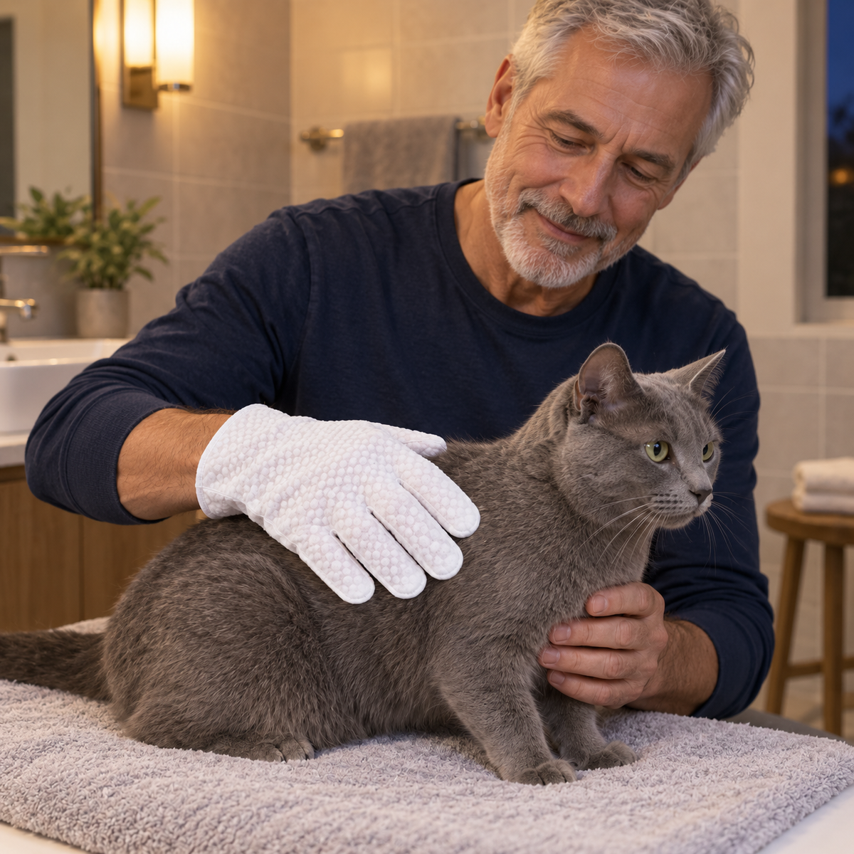 POUPIPETS Pet Glove Wipes for Dogs & Cats, Deodorizing Grooming Wipes, 20 Count