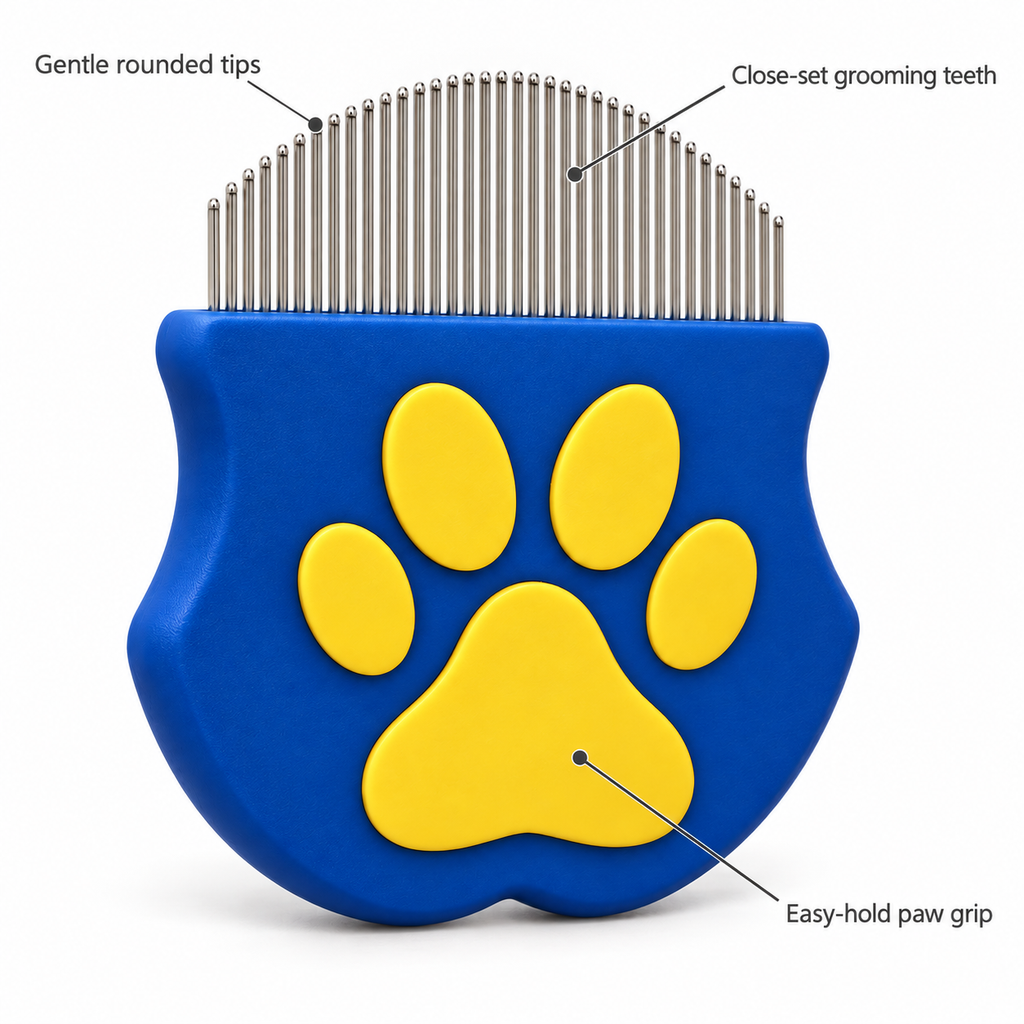 POUPIPETS Pet Eye Comb – Stainless Steel Tear Stain Remover for Dogs & Cats