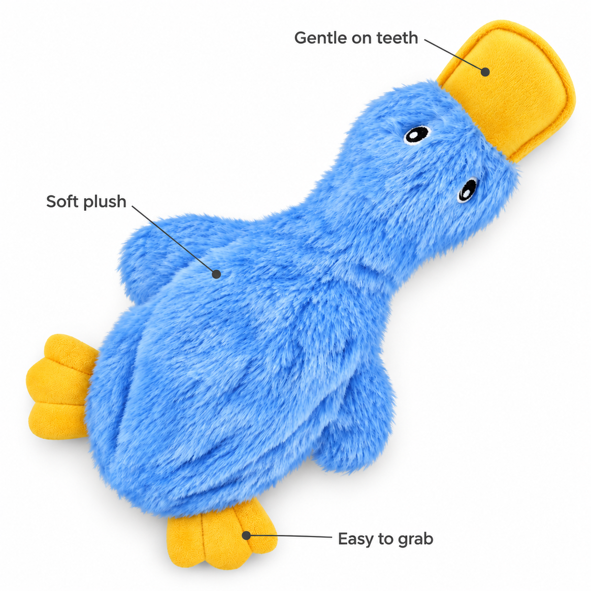 POUPIPETS Squeaky Dog Toy – Plush Crinkle Duck Interactive Chew Toy for Dogs