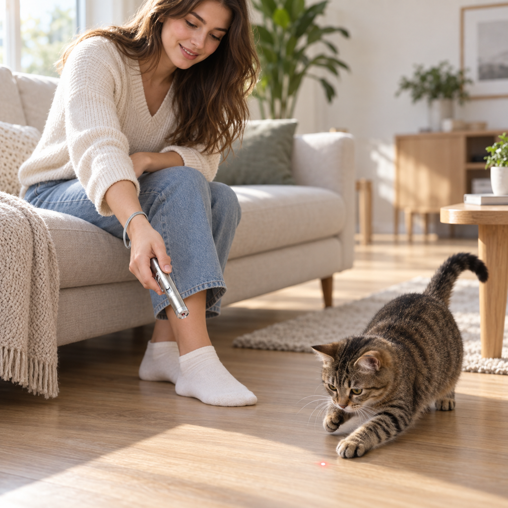 POUPIPETS Cat Laser Toy – Rechargeable 3 Light Modes, 5 Patterns, Interactive Pet Toy
