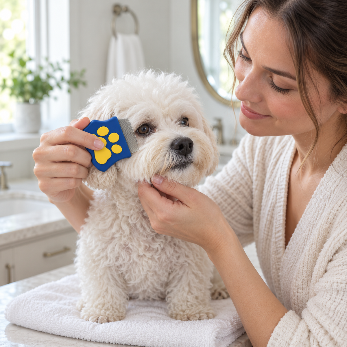 POUPIPETS Pet Eye Comb – Stainless Steel Tear Stain Remover for Dogs & Cats