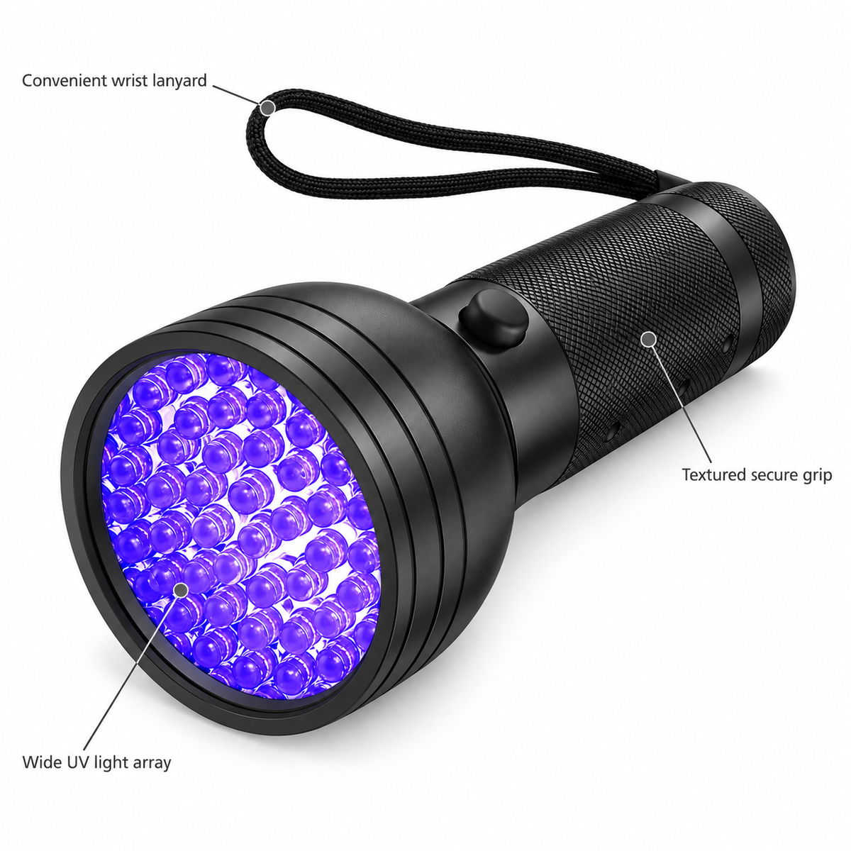 POUPIPETS UV Flashlight – 51 LED Black Light Pet Urine & Stain Detector for Dogs & Cats