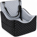 POUPIPETS Dog Car Booster Seat – Elevated Travel Bed with Safety Belts, Up to 35 lbs