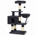 POUPIPETS Cat Tree Tower 43.3" – Multi-Level Condo, Hammock, Scratching Posts & Toy