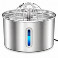 POUPIPETS Stainless Steel Cat Water Fountain – 2.2L Automatic Pet Water Dispenser