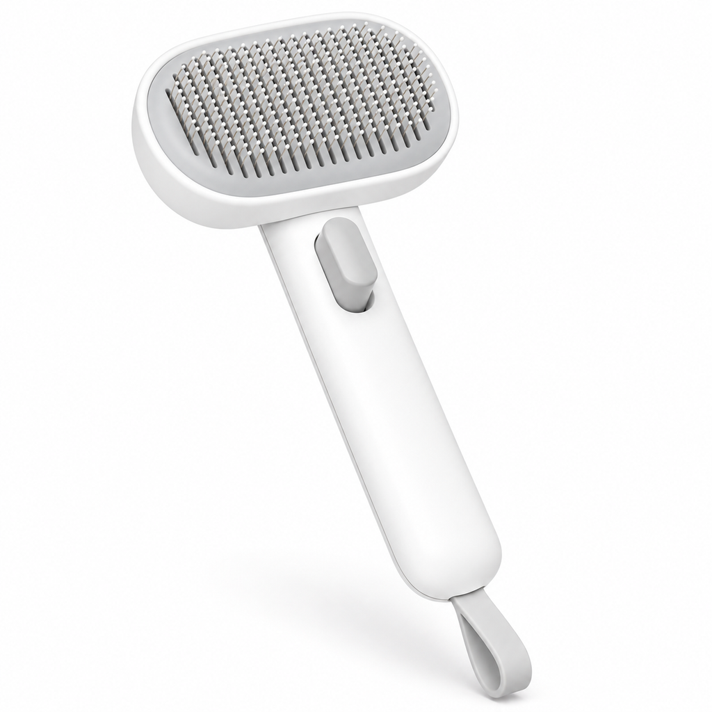 POUPIPETS Cat Slicker Brush, Self-Cleaning Shedding & Grooming Brush for Long & Short Hair