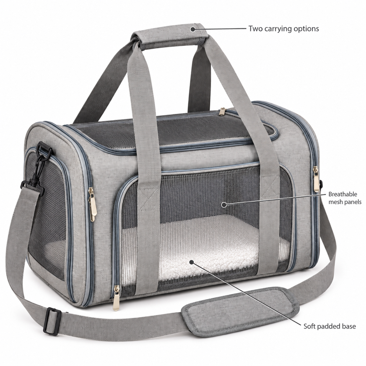 POUPIPETS Pet Carrier – Soft Sided TSA Airline Approved Travel Bag for Cats & Small Dogs
