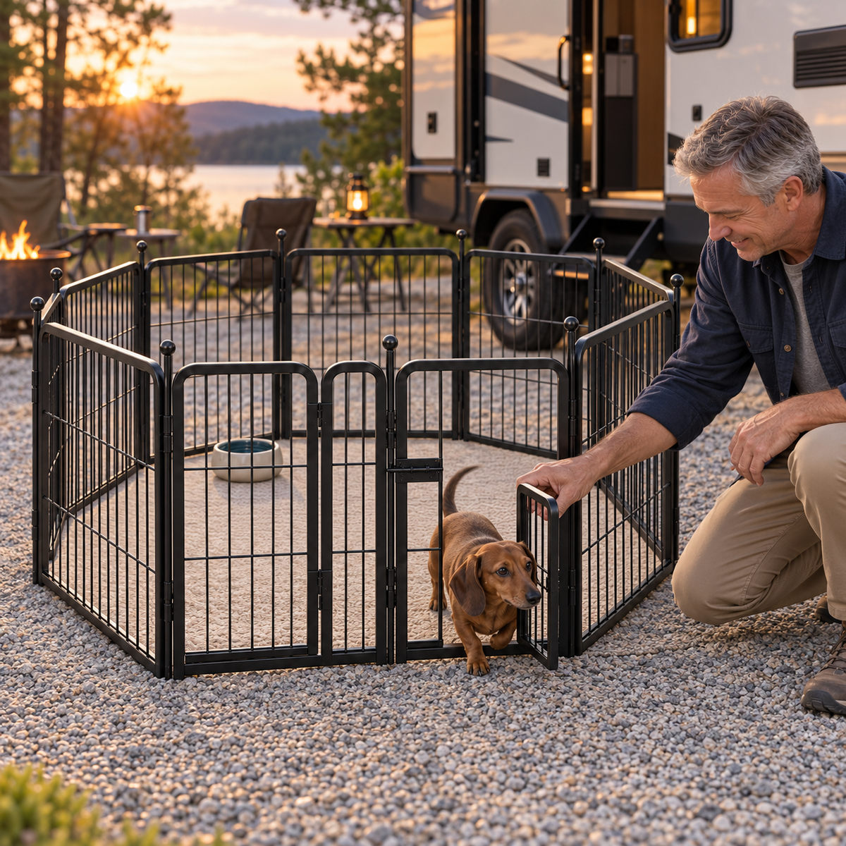 POUPIPETS Dog Playpen – 24" 8-Panel Indoor Outdoor Metal Exercise Pen with Gate