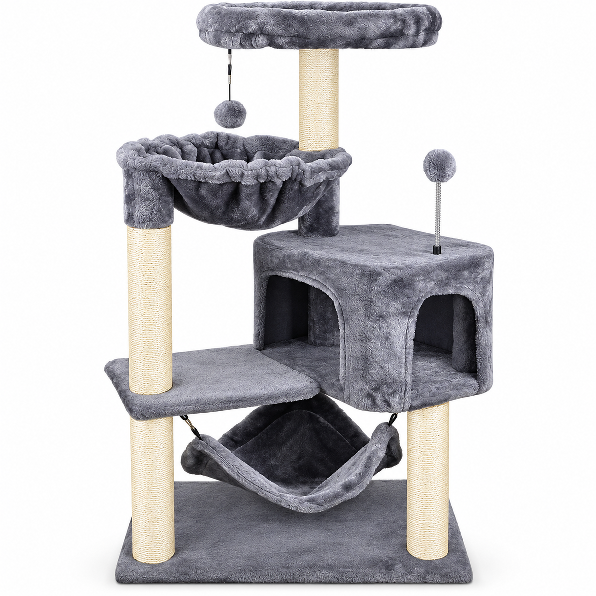 POUPIPETS Cat Tree – Multi-Level Tower with Condo, Hammocks & Sisal Scratching Posts