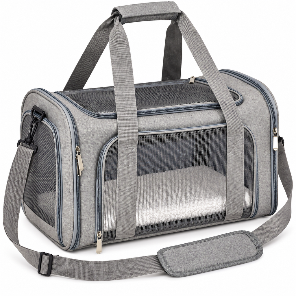 POUPIPETS Pet Carrier – Soft Sided TSA Airline Approved Travel Bag for Cats & Small Dogs