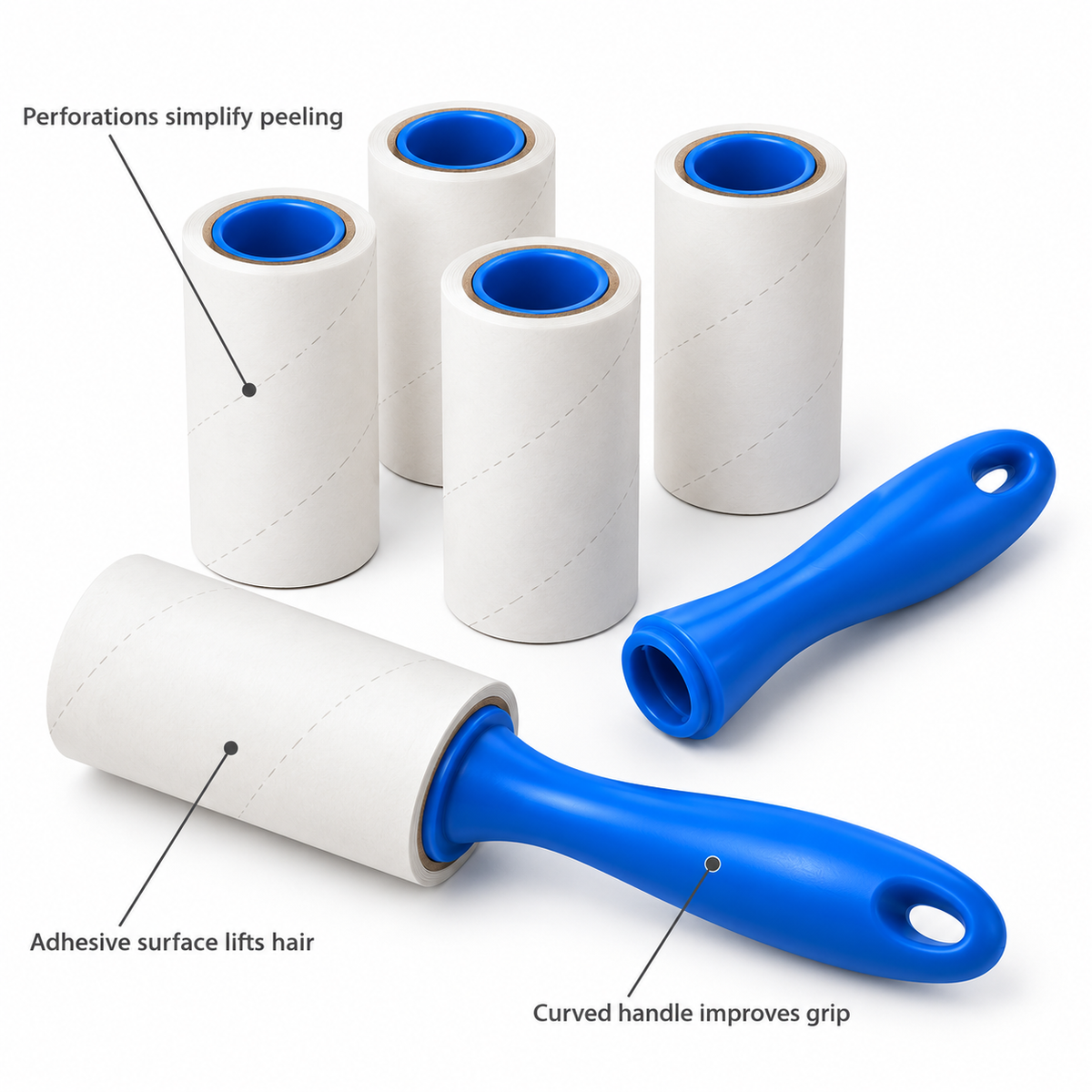 POUPIPETS Lint Roller – Extra Sticky Pet Hair Remover, 450 Sheets with 2 Handles