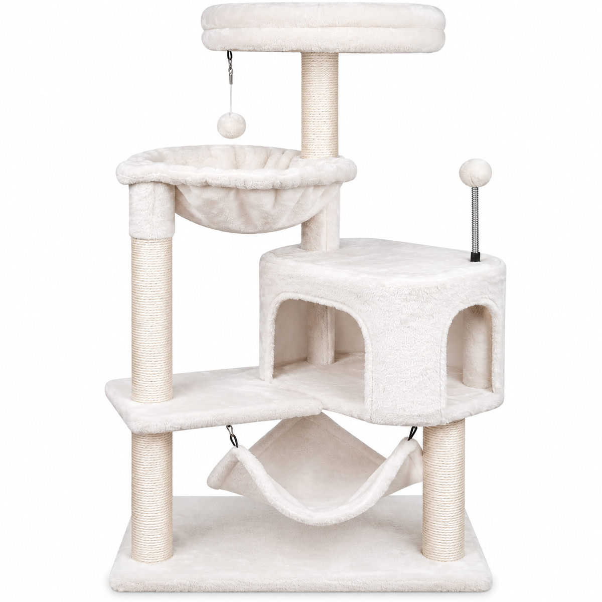 POUPIPETS Cat Tree – Multi-Level Tower with Condo, Hammocks & Sisal Scratching Posts
