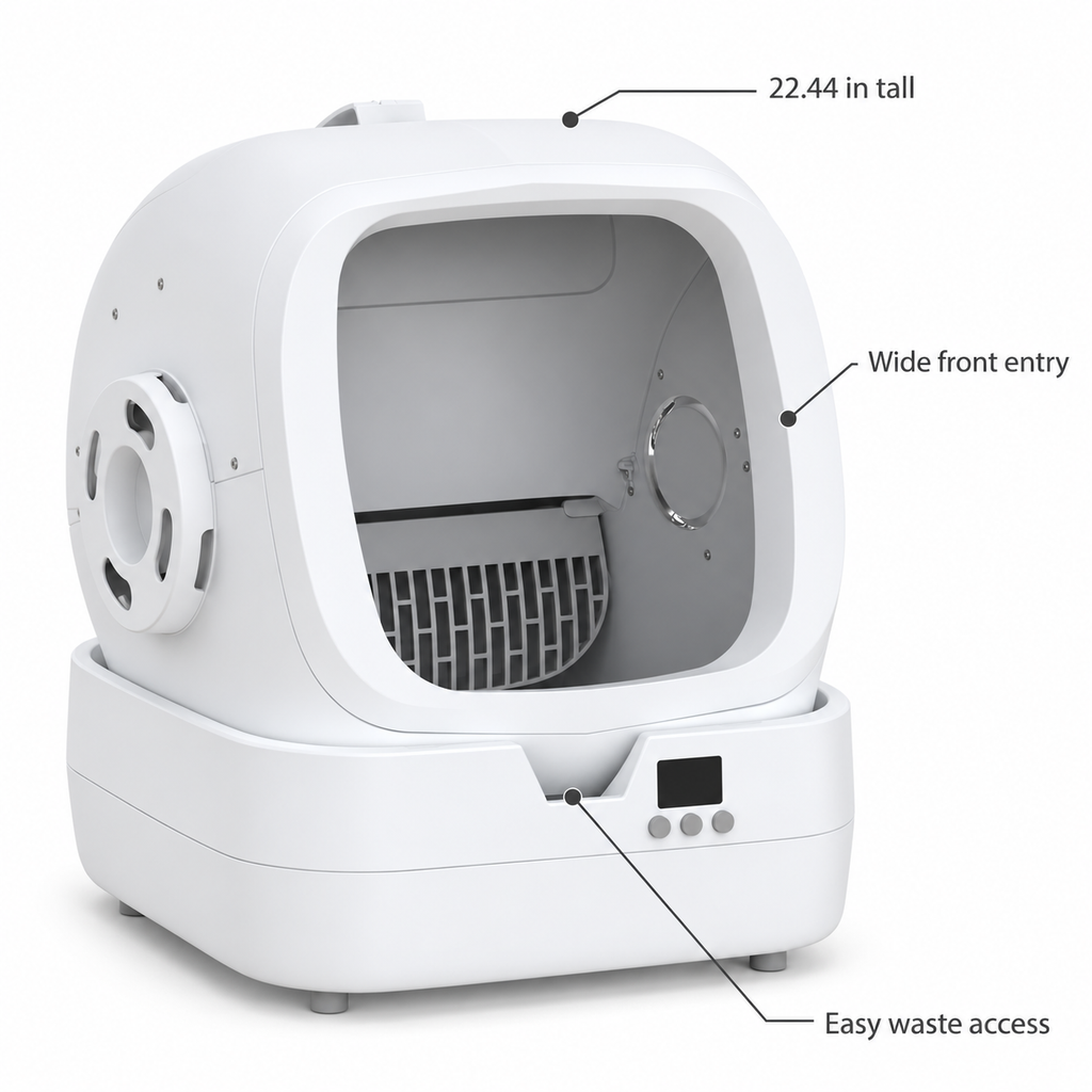POUPIPETS Automatic Cat Litter Box – Self Cleaning, App Control, Weight Monitor, Quiet