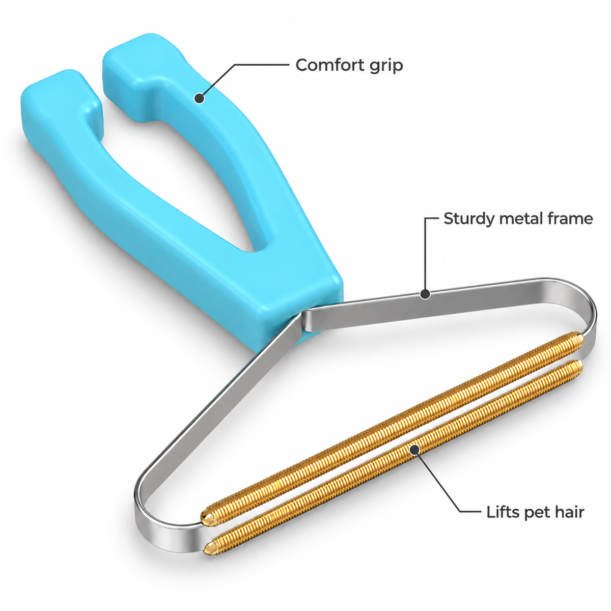 POUPIPETS Pet Hair Remover – Dog & Cat Fur Carpet Rake with Ergonomic Handle