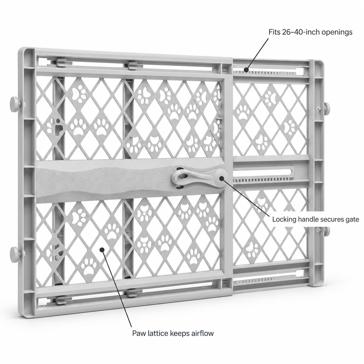 POUPIPETS Pet Gate – 26–40" Expandable Pressure Mount Dog Gate, 23" Tall, No Tools